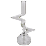LA Pipes "Jacobs Ladder" Clear Zong Bong with unique zigzag design, 12" tall, made of borosilicate glass