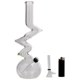 LA Pipes "Jacobs Ladder" Clear Zong Bong with Grommet Joint and Rubber Base, Front View