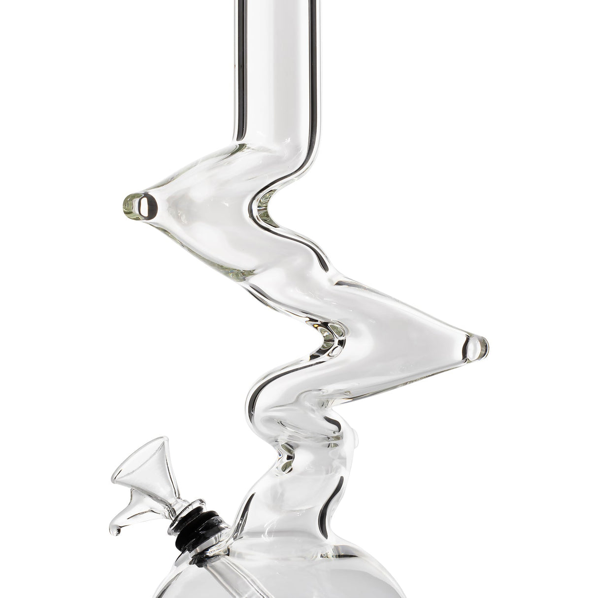 LA Pipes "Jacobs Ladder" Clear Zong Bong with unique zigzag design and rubber grommet joint, side view