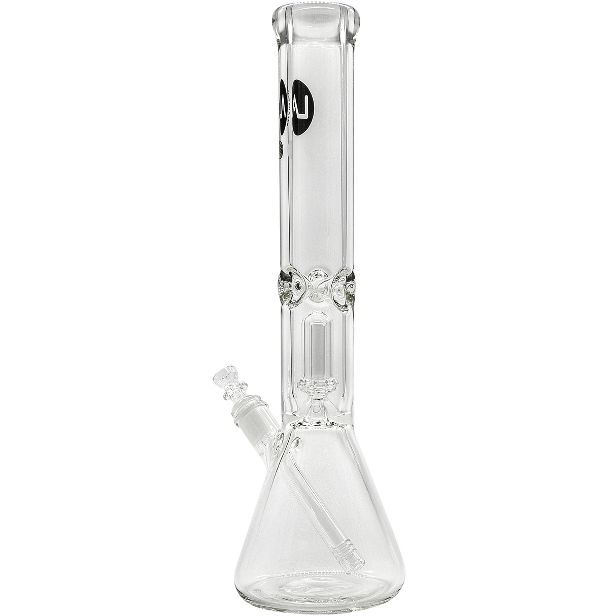 LA Pipes "King Bong" 9mm thick glass beaker bong with shower-head percolator, clear, 16" tall