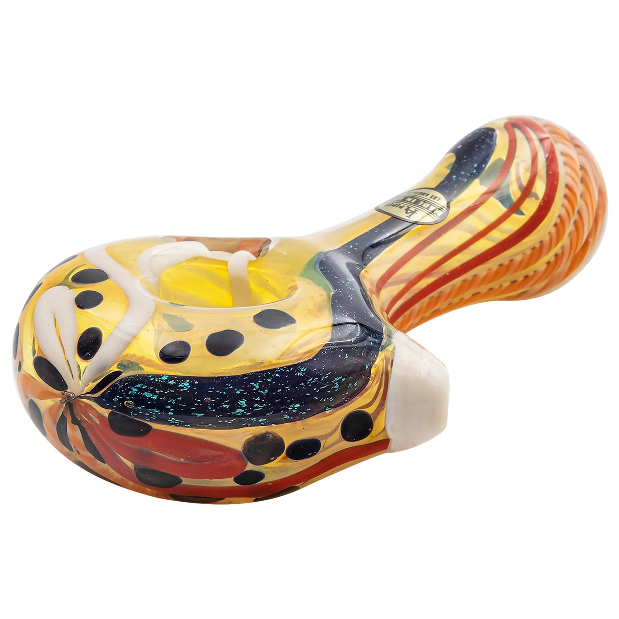 LA Pipes "Pancake" Dichroic Glass Pipe with Color-Changing Design, Side View