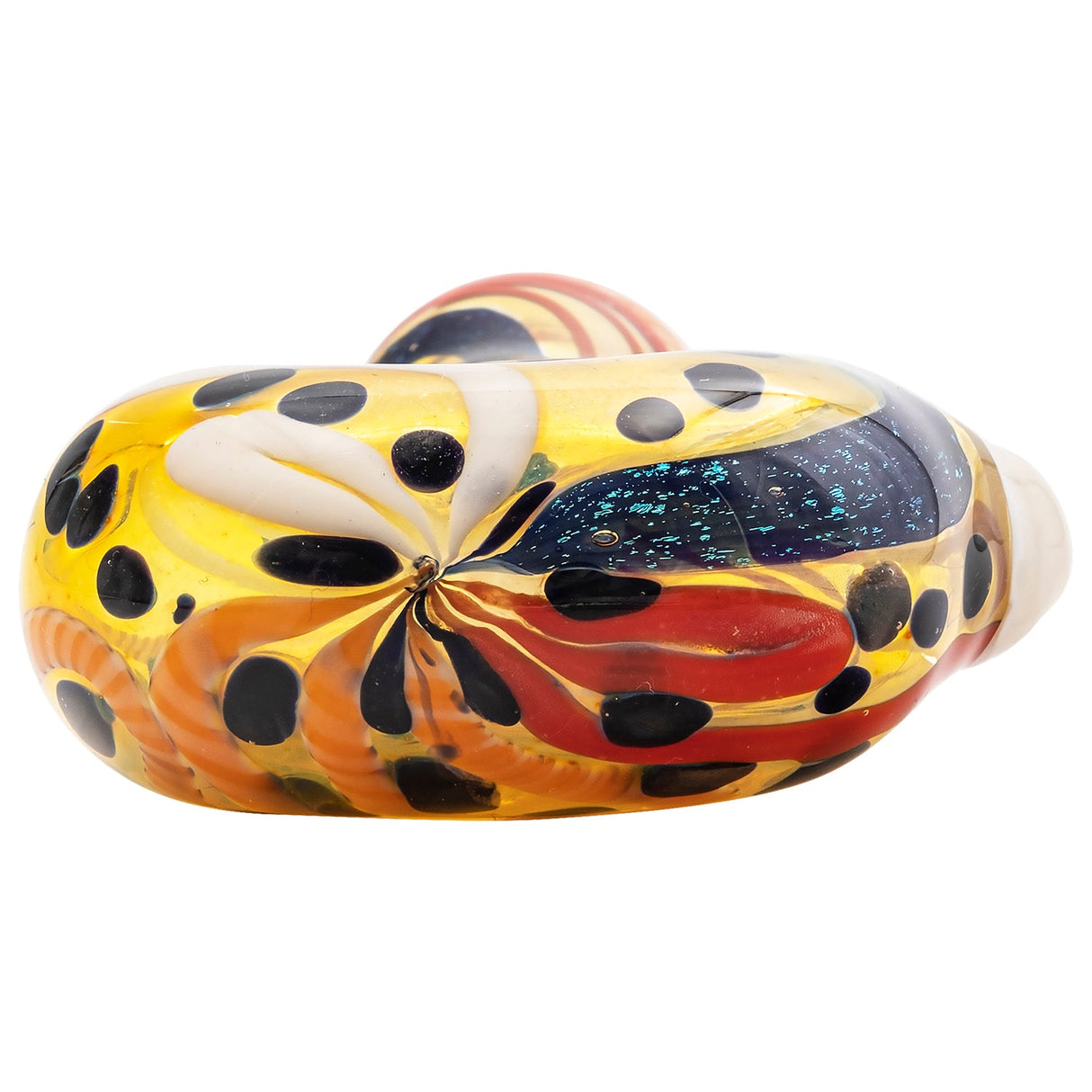 LA Pipes "Pancake" Dichroic Glass Pipe, Color-Changing, Spoon Design, 4.25" Long