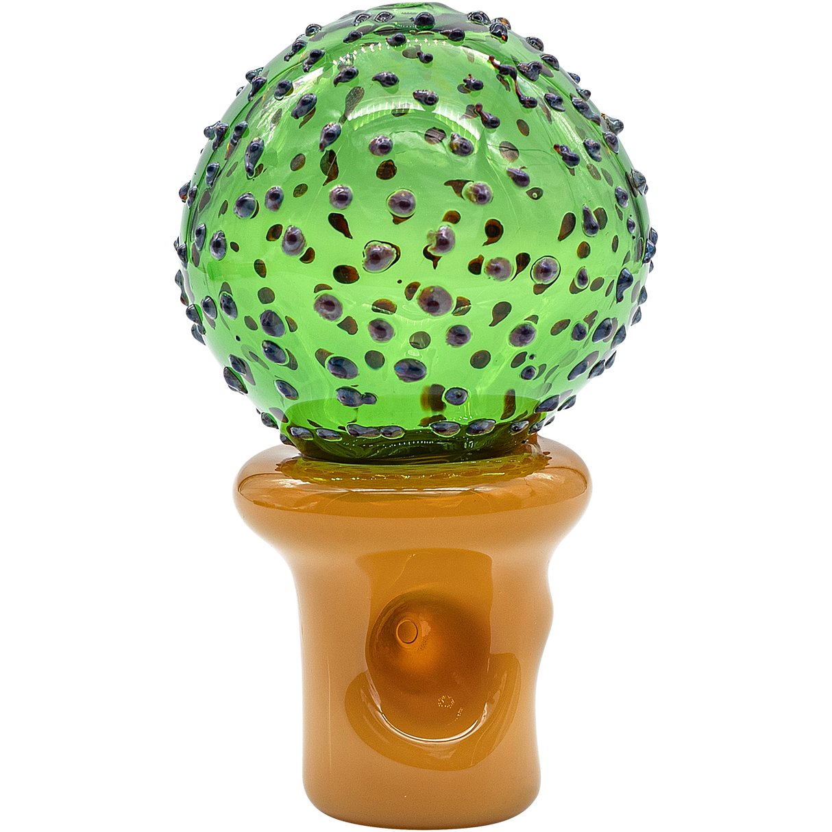 LA Pipes Peyote Cactus Glass Pipe for Dry Herbs, Borosilicate Spoon Design, Front View