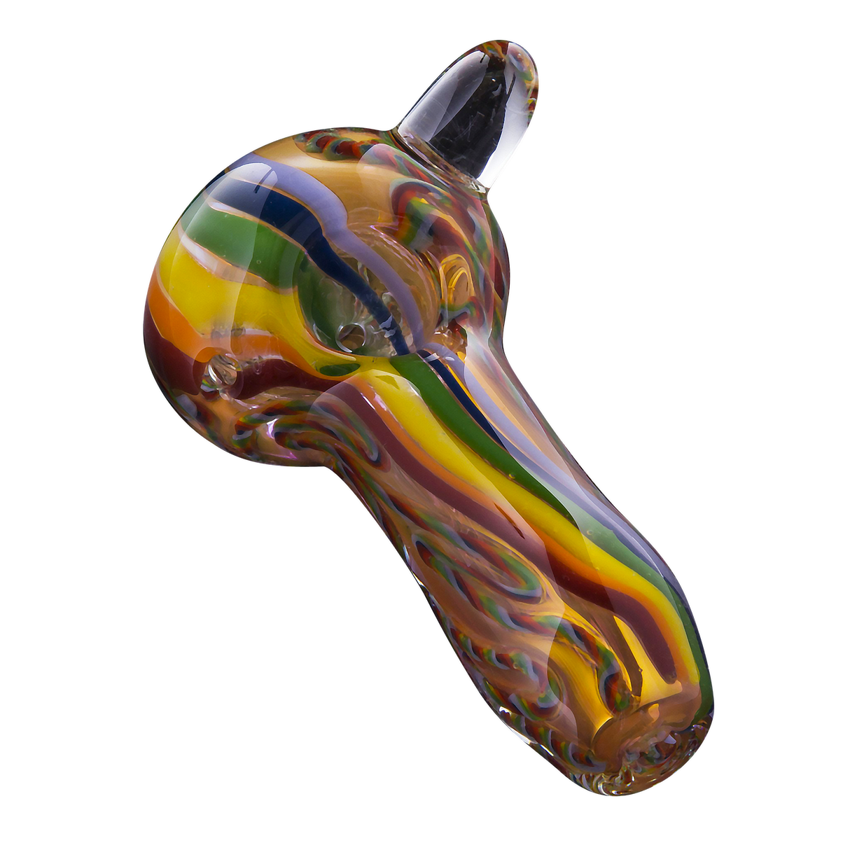 LA Pipes Rainbow Gold Fumed Marble Pipe, compact design, angled side view on white background