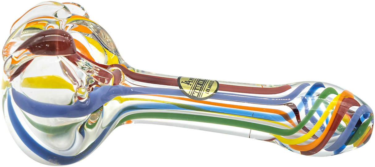 LA Pipes Rainbow Ripper Spoon Pipe, 4.35" Borosilicate Glass, USA Made, Side View