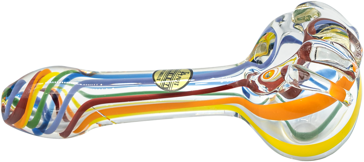 LA Pipes Rainbow Ripper Spoon Pipe, 4.35" Borosilicate Glass, USA Made, for Dry Herbs