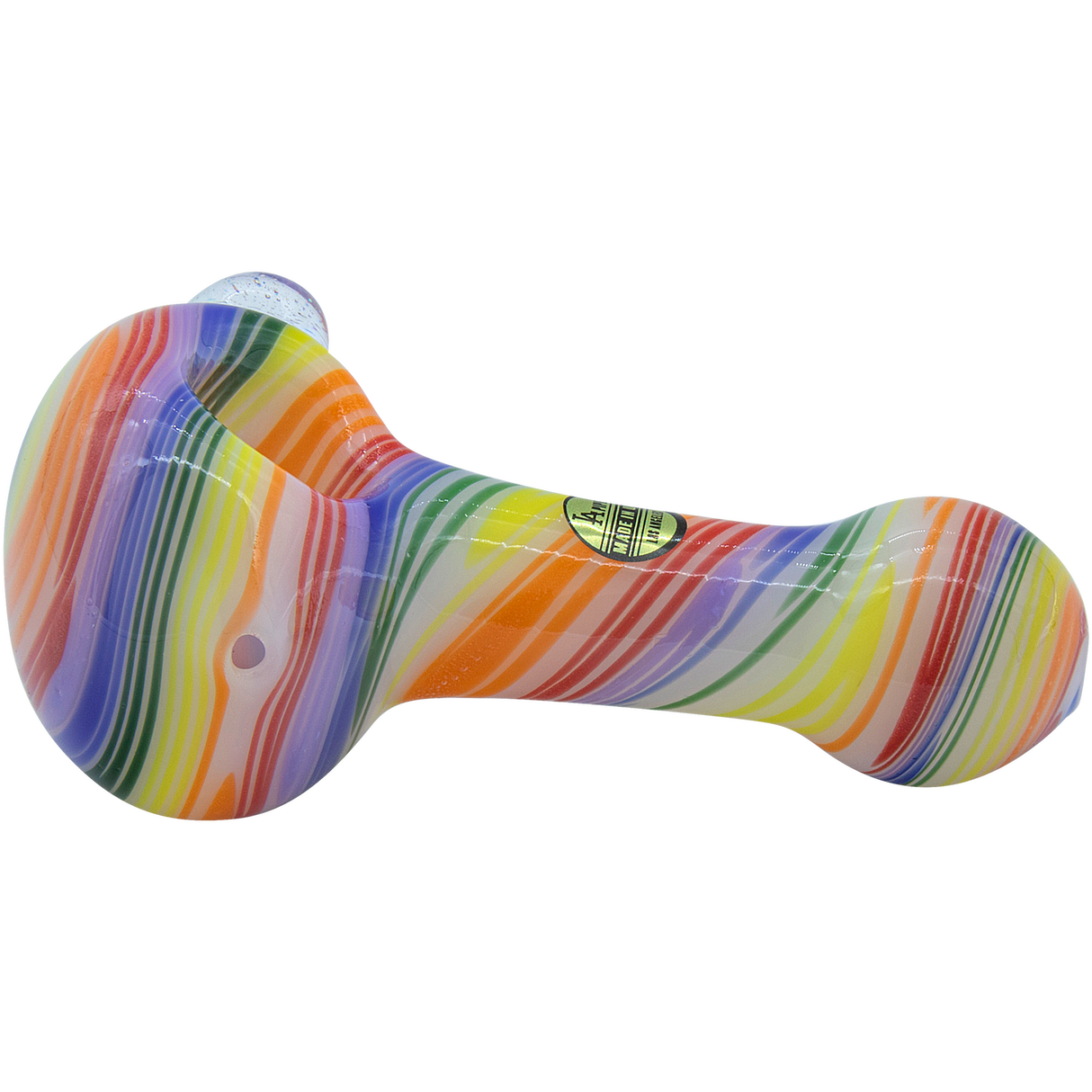 LA Pipes Rainbow Spirals Glass Pipe, 4.5" Spoon Design, Borosilicate, USA Made