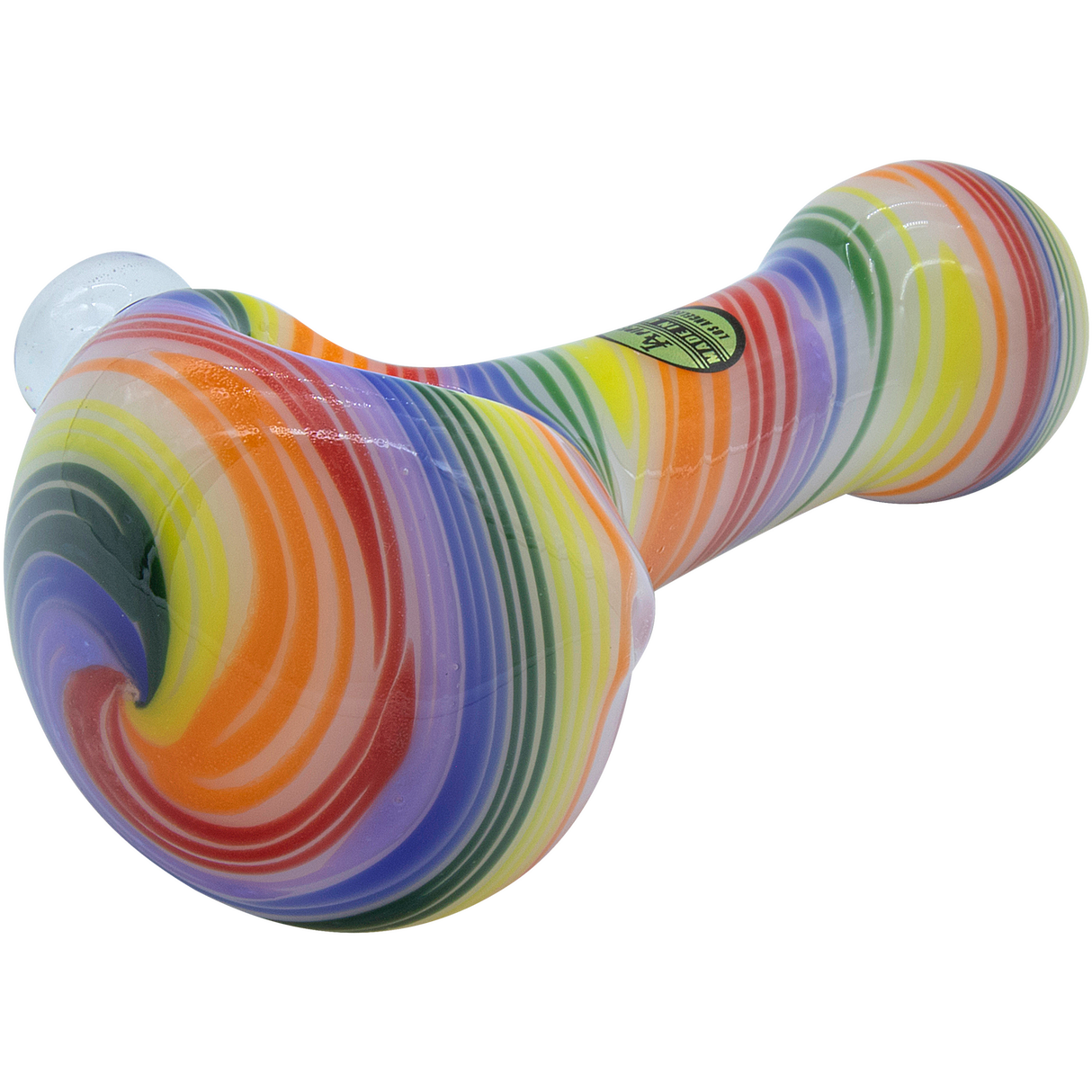 LA Pipes 4.5" Rainbow Spirals Glass Pipe, Spoon Design, for Dry Herbs, Made in USA