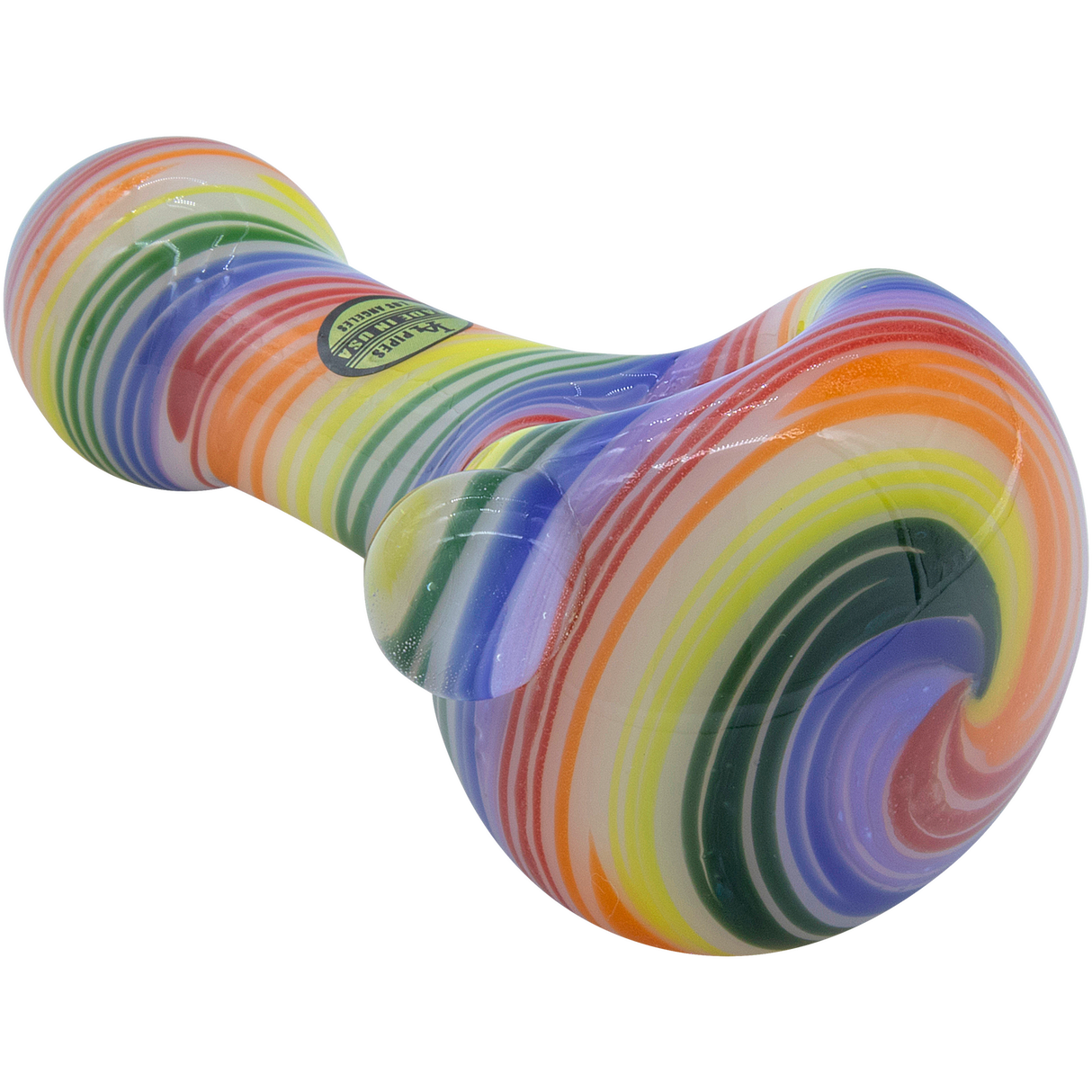 LA Pipes Rainbow Spirals Glass Pipe, 4.5" Spoon Design, Durable Borosilicate, Made in USA