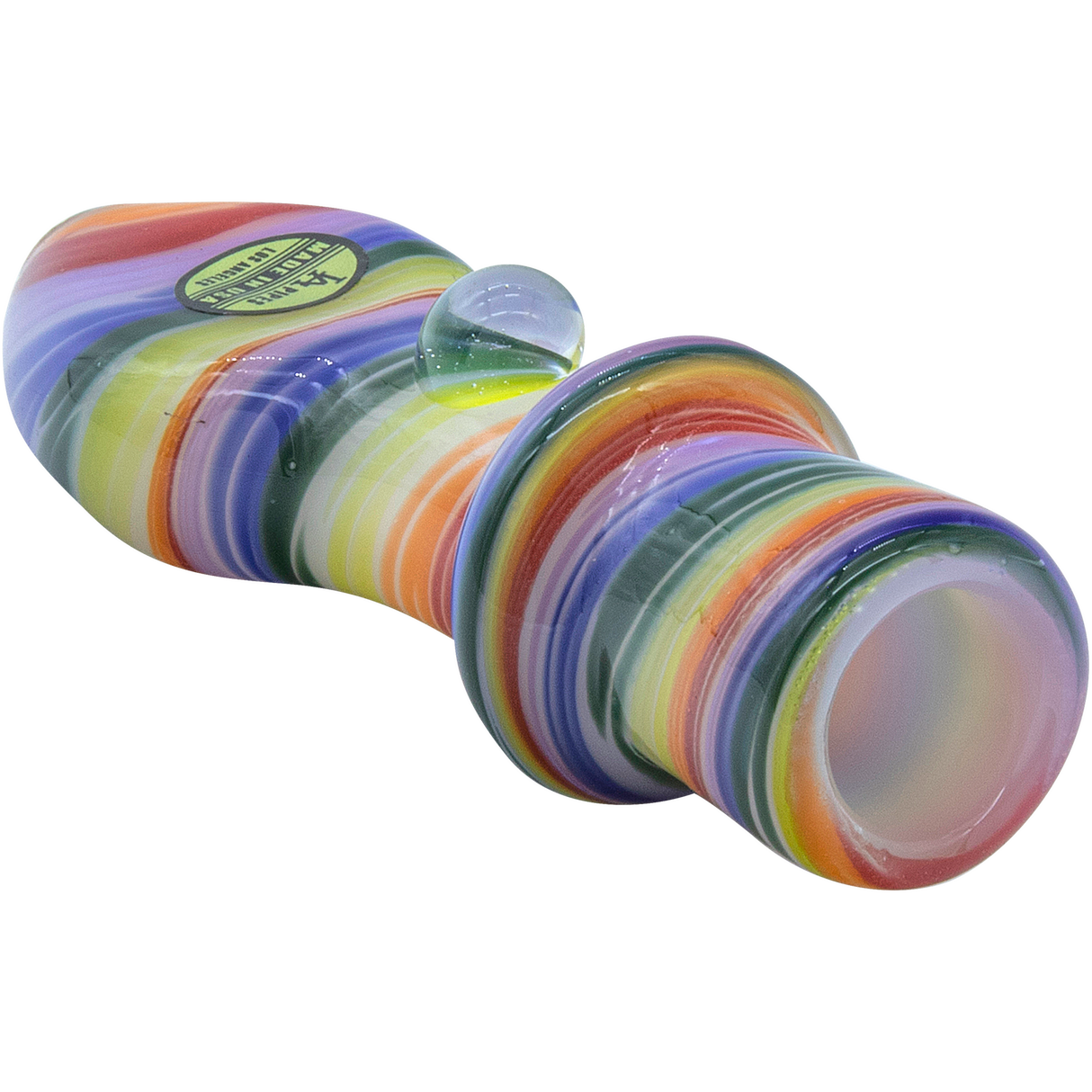 LA Pipes "Rainbow Tornado" Chillum Pipe, 3" Borosilicate Glass, USA Made, For Dry Herbs