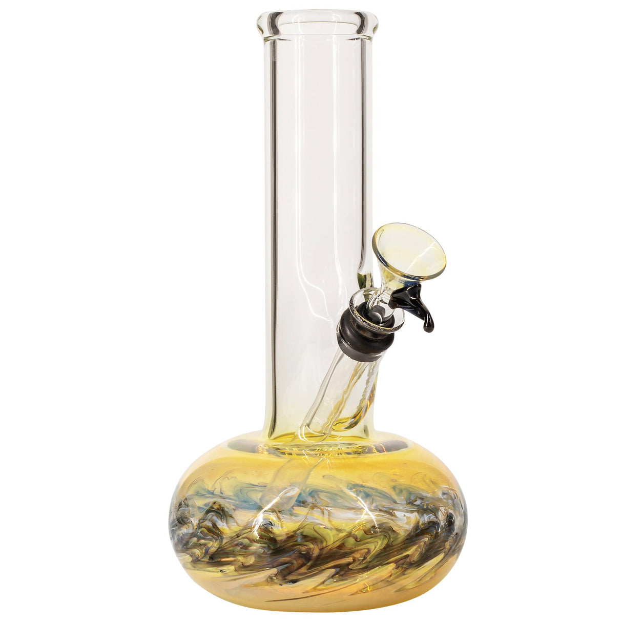 LA Pipes Raked Bubble Bong with Fumed Base and Black Accents, Front View on White Background