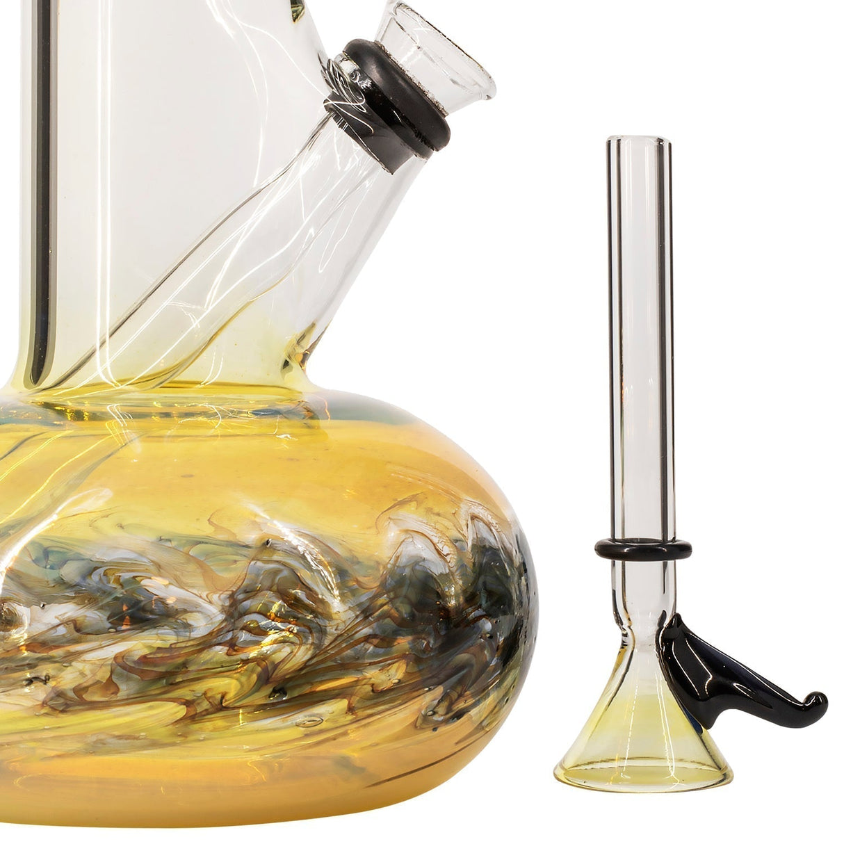 LA Pipes Raked Bubble Bong with Fumed Base, Grommet Joint, and Clear Downstem