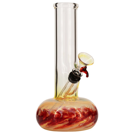 LA Pipes Raked Bubble Bong with Fumed Base, Red Swirl Design, 11" Tall, Front View