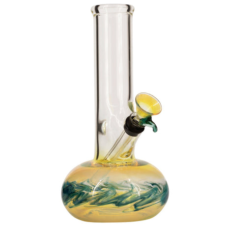 LA Pipes Raked Bubble Bong with Fumed Base in Teal, Borosilicate Glass, Front View