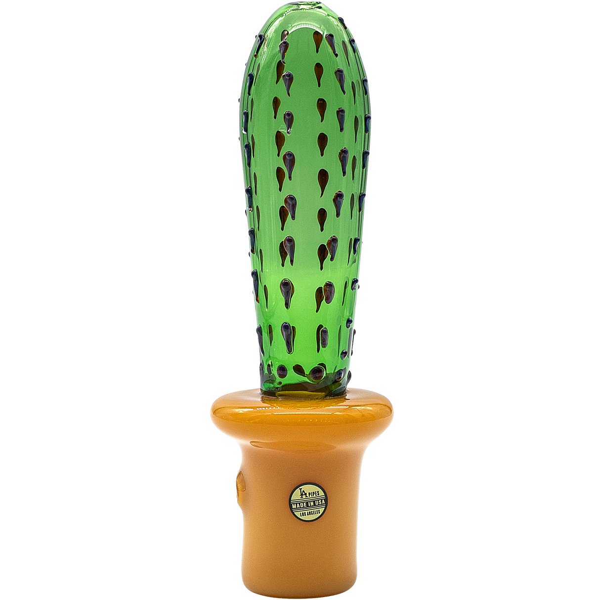 LA Pipes San Pedro Cactus Glass Pipe, 5" Spoon Design, Green Borosilicate Glass, Front View