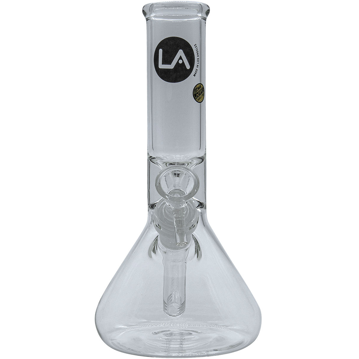 LA Pipes "Shortstop" Beaker Bong, 10" Borosilicate Glass, Front View with Down Stem