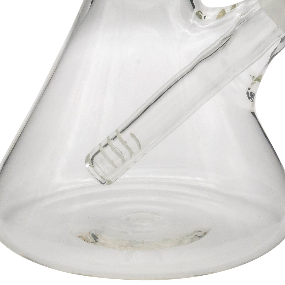 Close-up of LA Pipes Beaker Bong with Showerhead Perc, 45 Degree Joint, and Clear Borosilicate Glass