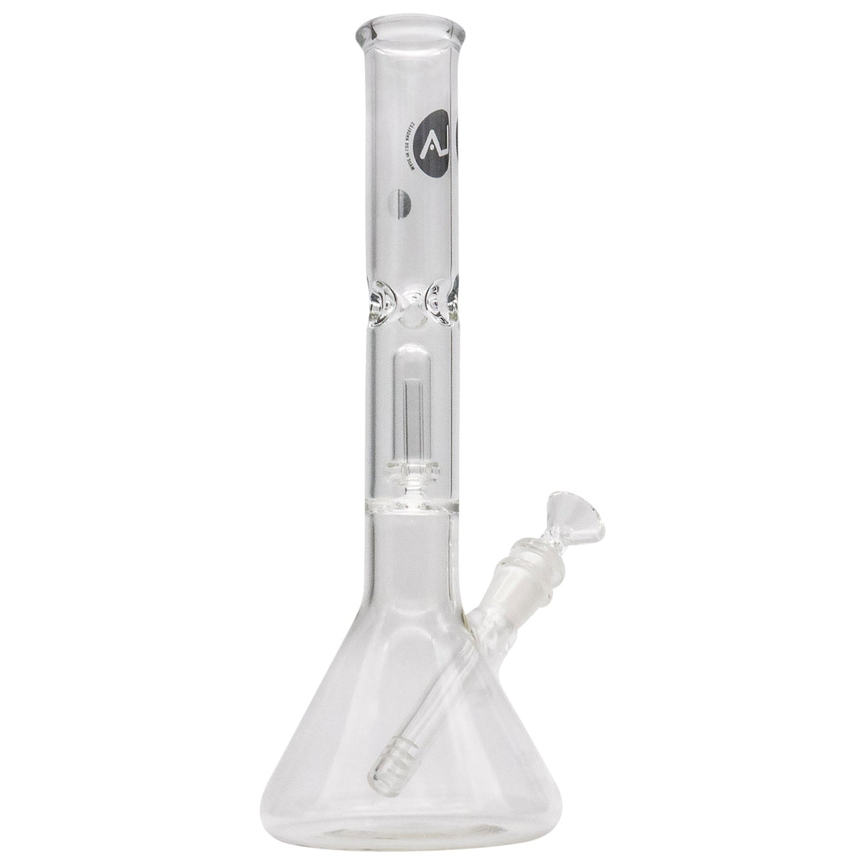 LA Pipes Beaker Bong with Double Showerhead Perc, Clear Glass, Front View on White