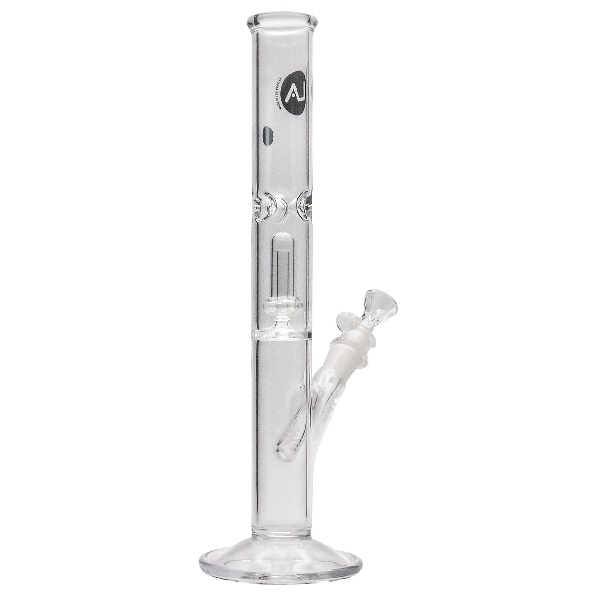LA Pipes Straight Bong with Single Showerhead Perc, Clear Borosilicate Glass, Front View