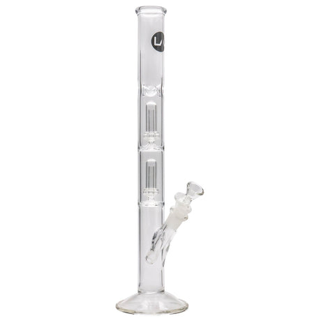 LA Pipes Straight Bong with Single or Double Showerhead Perc, Clear Borosilicate Glass, Front View