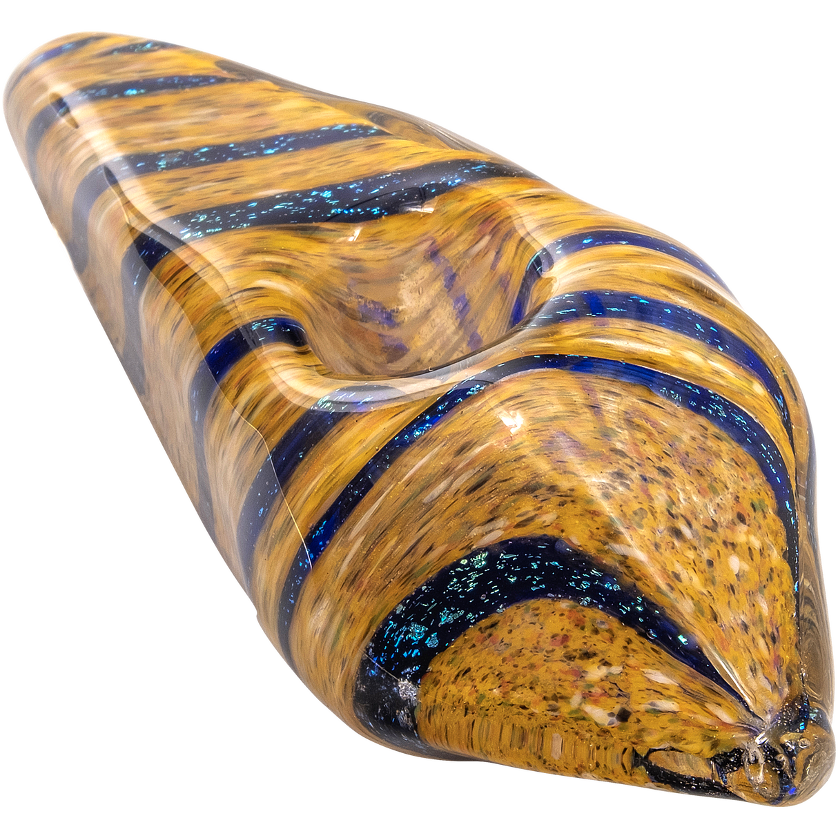 LA Pipes Sparkle Gem Stone Glass Pipe, 3.5" Borosilicate, USA Made, Top View