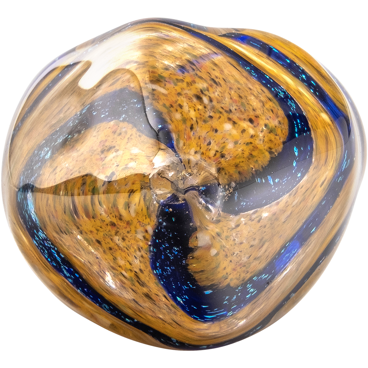 LA Pipes Sparkle Gem Stone Glass Pipe, top view, for dry herbs, 3.5" borosilicate