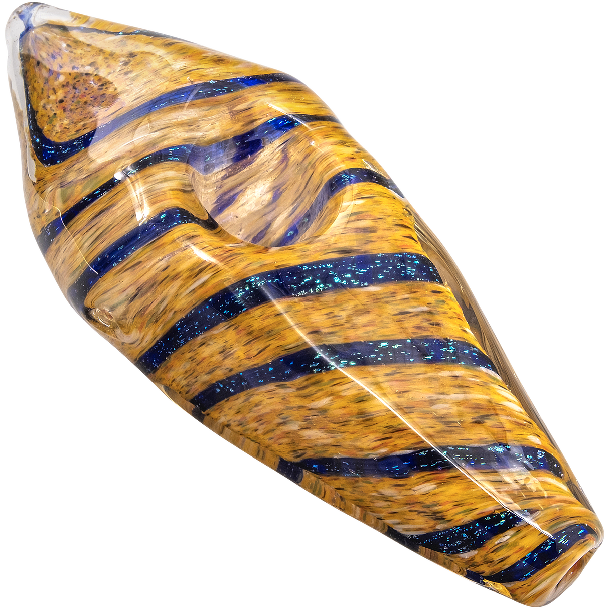 LA Pipes Sparkle Gem Stone Glass Pipe, 3.5" for Dry Herbs, USA Made, Angled View