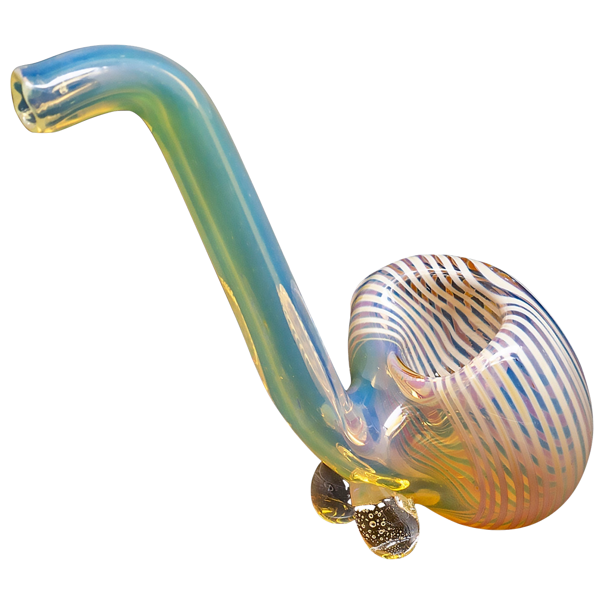 LA Pipes Thick Borosilicate Glass Spoon Pipe with Deep Bowl and Swirl Design, Side View