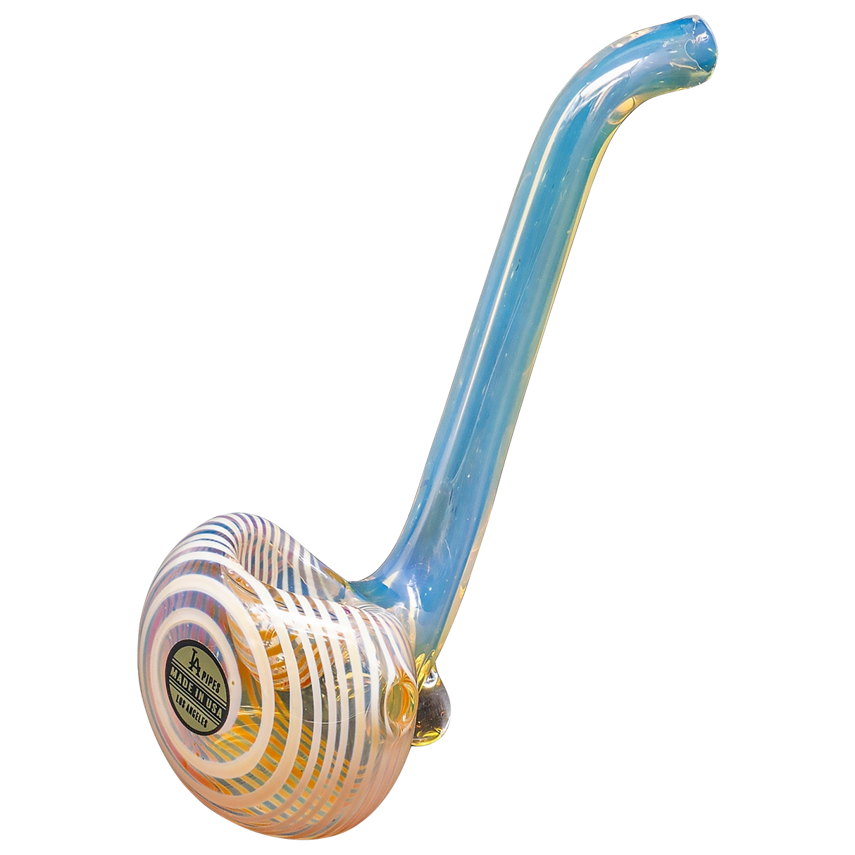 LA Pipes Glass Spoon Pipe with Deep Bowl and Striped Design - Side View