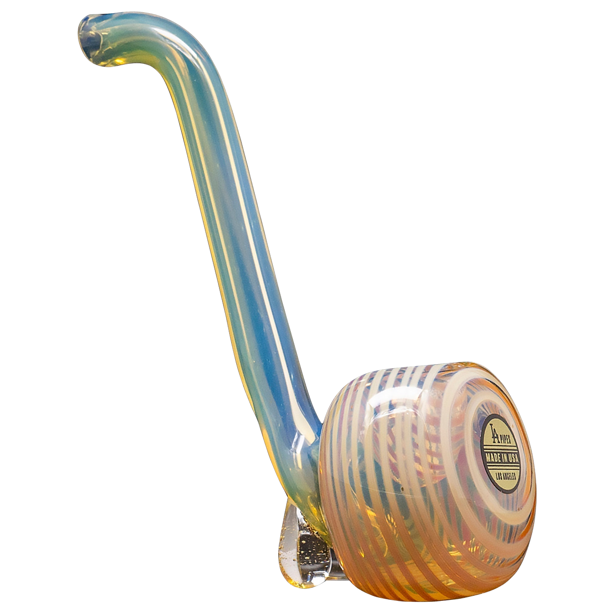 LA Pipes Spoon Hand Pipe in Borosilicate Glass with Swirl Design - Side View