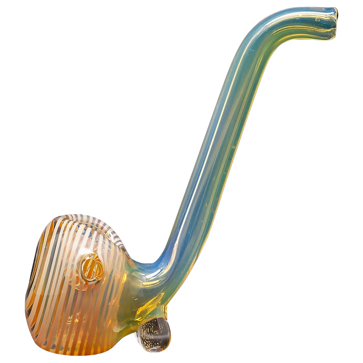 LA Pipes Glass Spoon Pipe with Deep Bowl and Swirl Design, Angled Side View