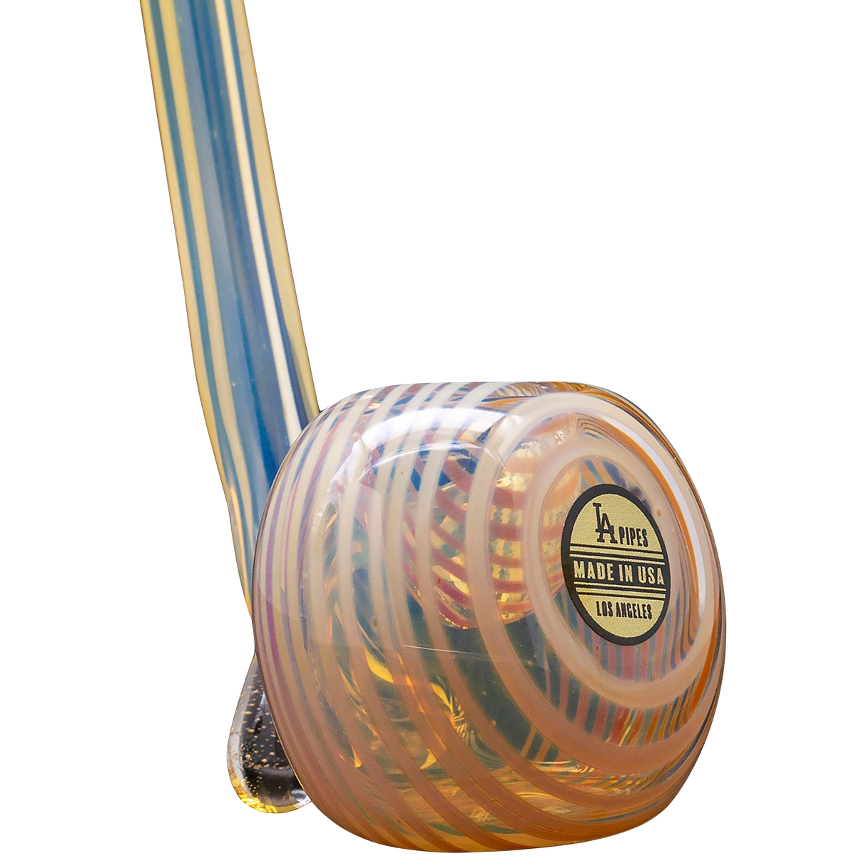 LA Pipes Glass Spoon Pipe with Deep Bowl and Swirl Design - Side Angle