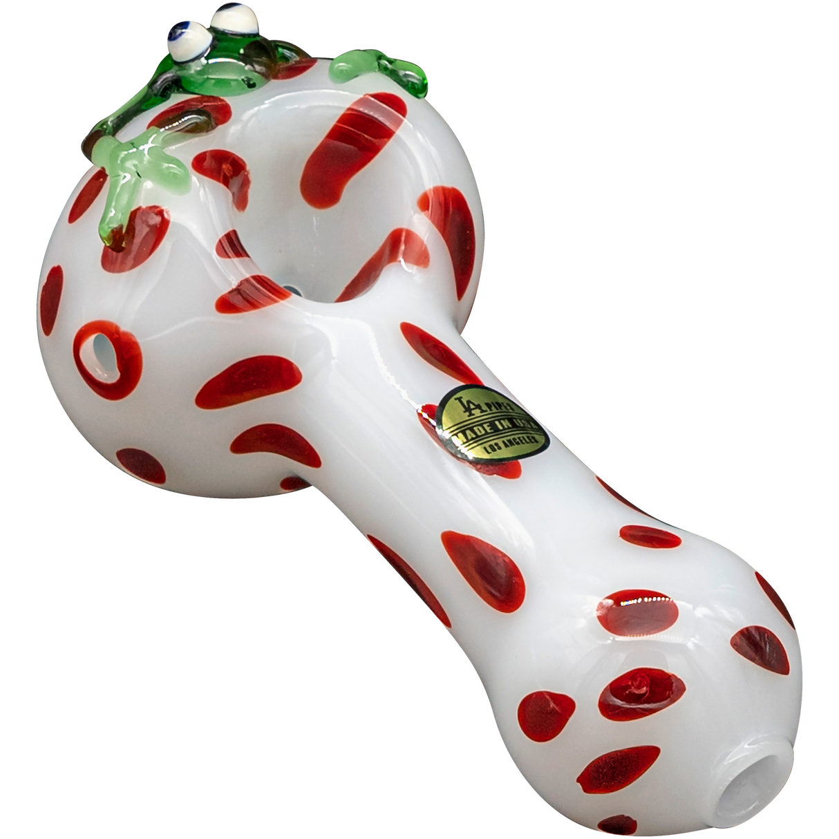 LA Pipes "Spotted Poison Frog" Spoon Glass Pipe, 4" Borosilicate, Portable Design