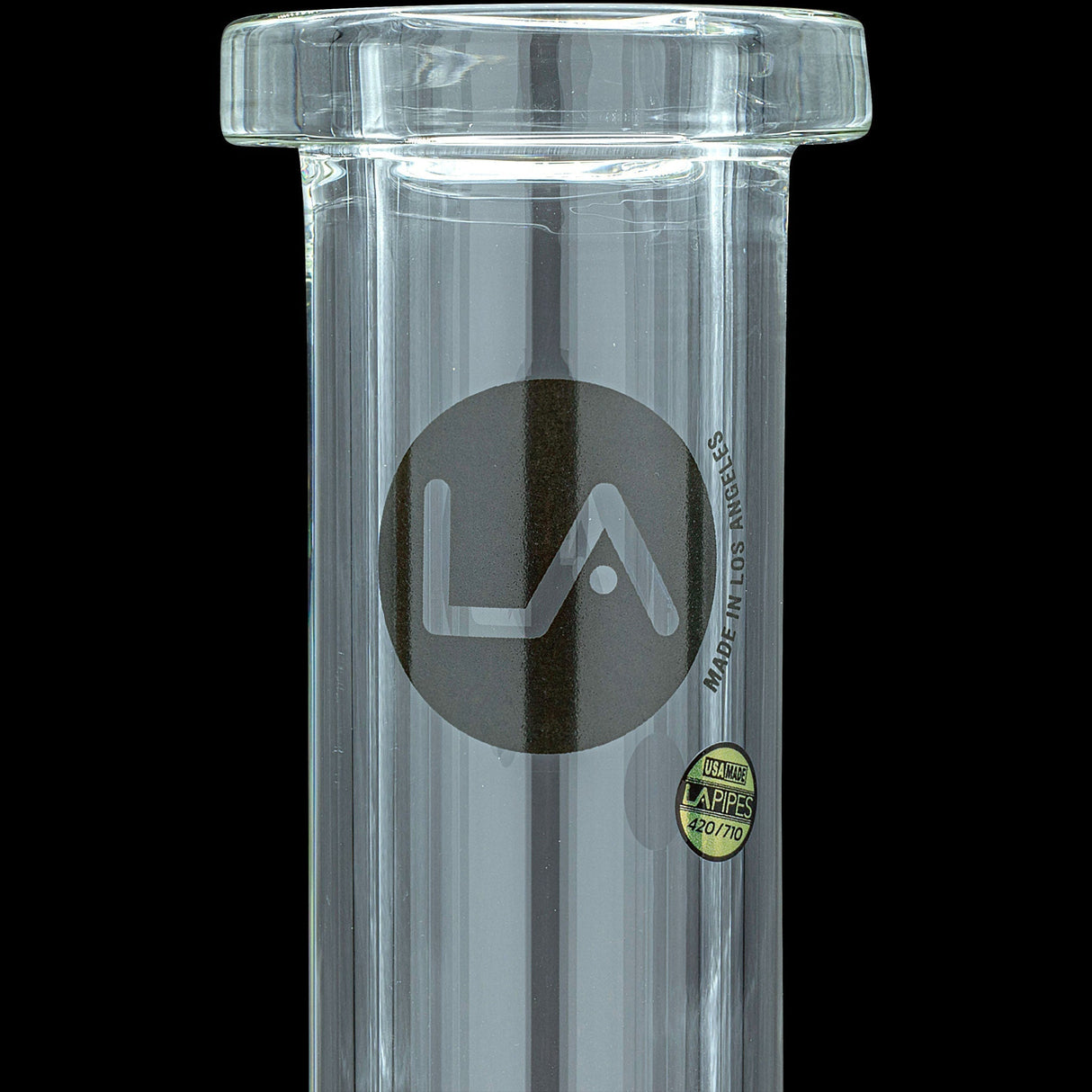 LA Pipes "Squared Up" Clear Beaker Bong, 9mm Thick Borosilicate Glass, 16" Tall Front View