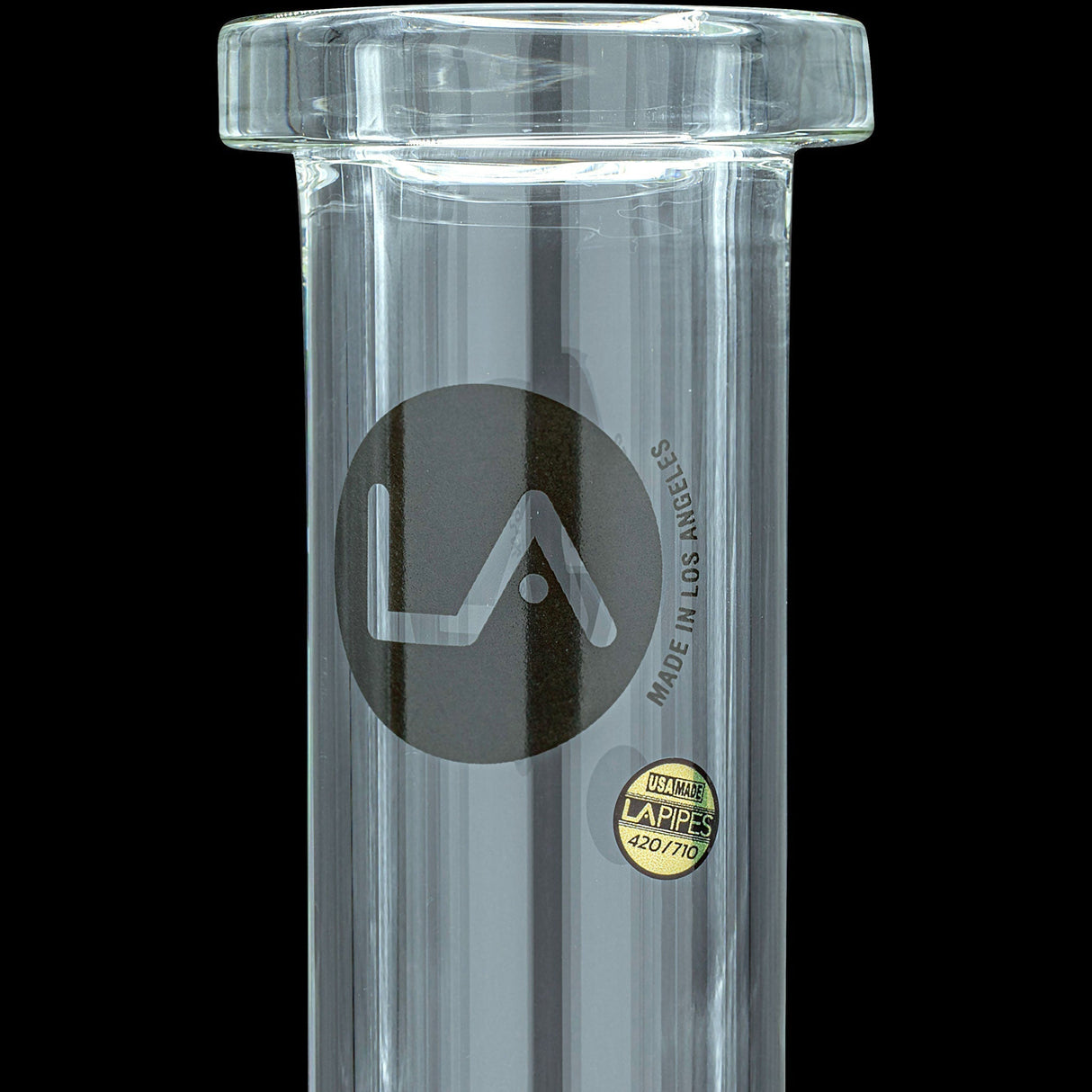 LA Pipes "Squared Up" Beaker Bong, 9mm Heavy Wall Clear Glass, Front View