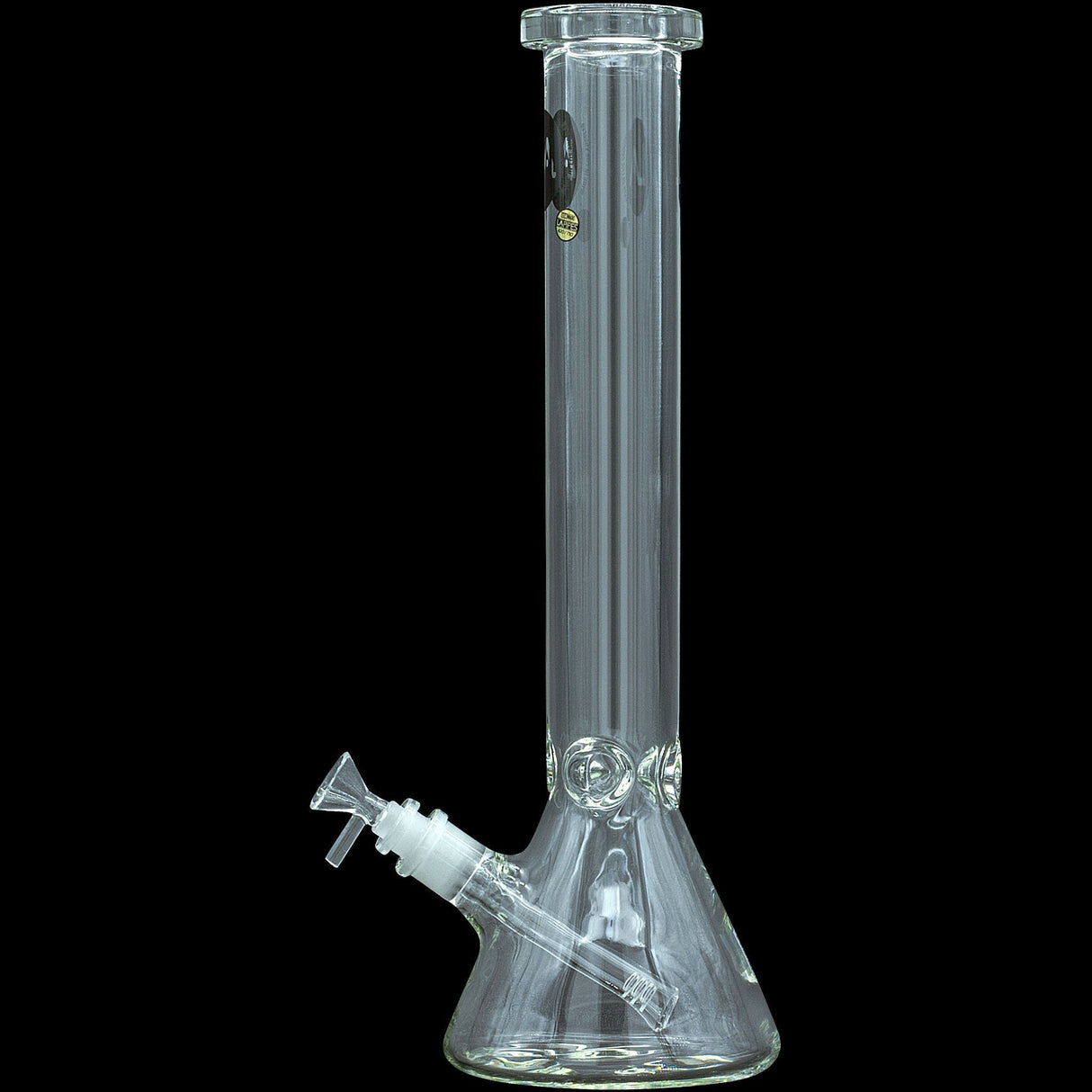 LA Pipes "Squared Up" Beaker Bong, Heavy 9mm Thick Glass, 16" Height, Clear, Front View