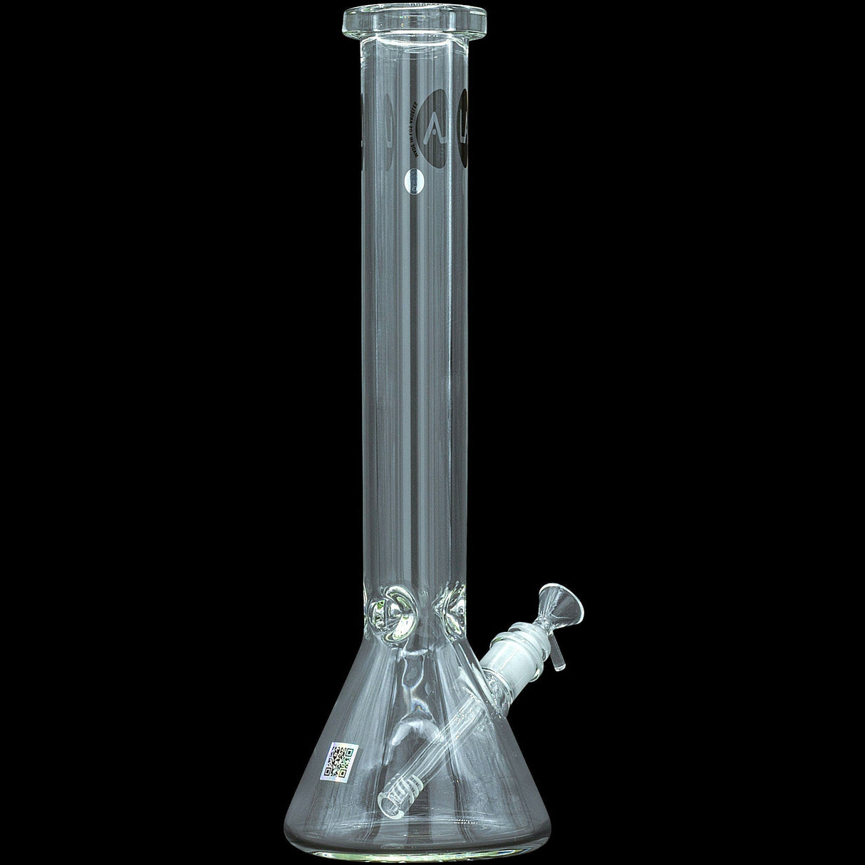 LA Pipes "Squared Up" Beaker Bong, 9mm Thick Clear Glass, 16" Height, USA Made, Front View