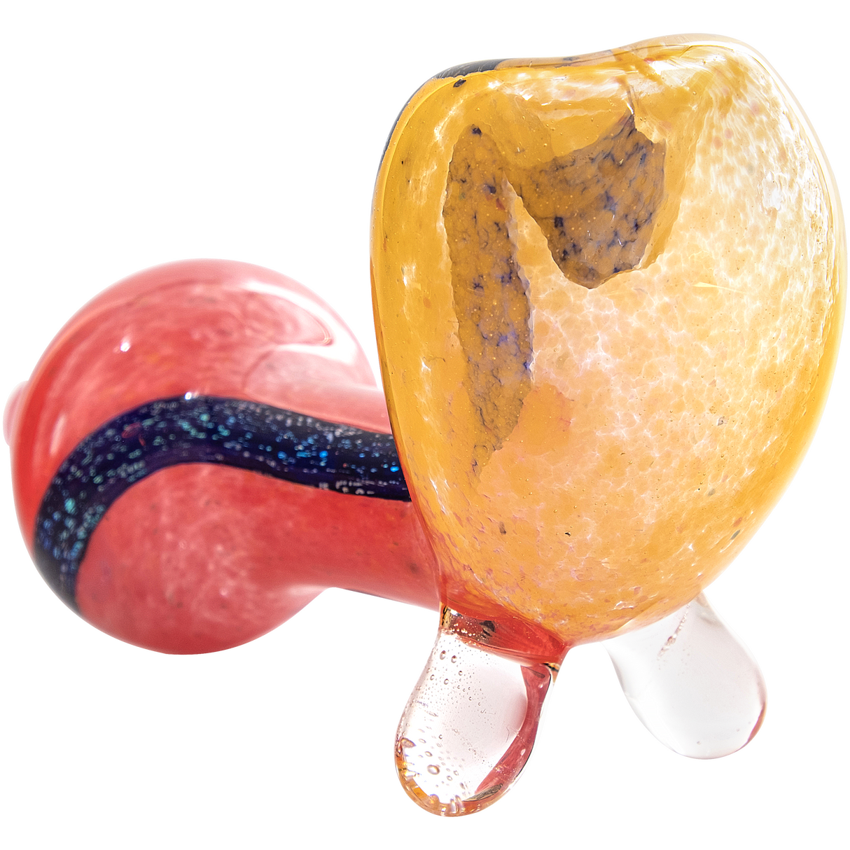 LA Pipes "Star Walker" Dichro Sherlock Pipe, 4" Borosilicate Glass, Angled Side View