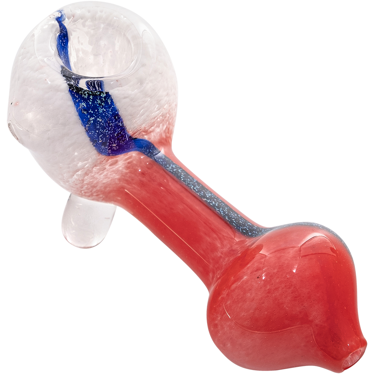LA Pipes "Star Walker" Dichro Sherlock Pipe in White/Red, Borosilicate Glass, 4" Length