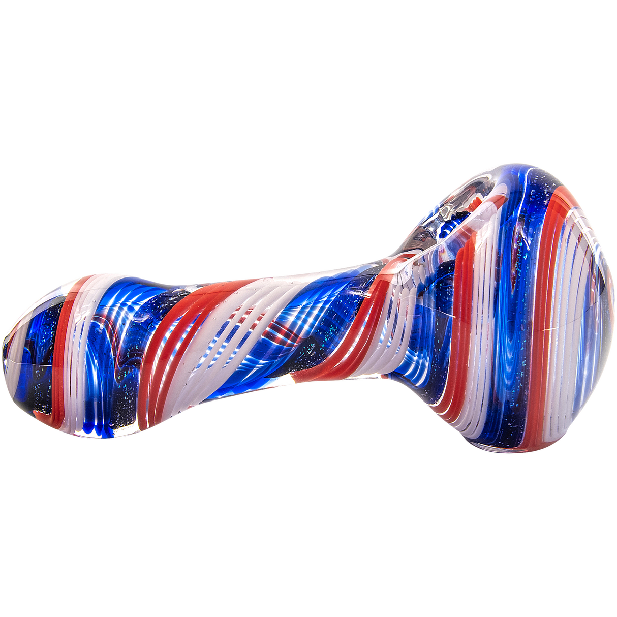 LA Pipes Stars and Stripes Glass Spoon Pipe, Portable Borosilicate Side View