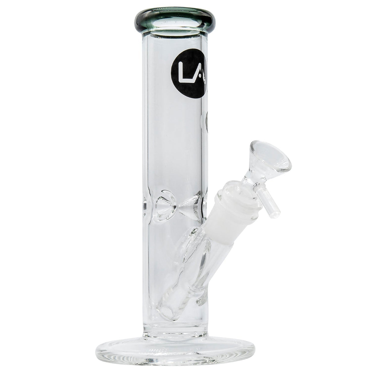 LA Pipes 8" Straight Shooter Bong in Clear, 38mm Diameter, 14.5mm Joint - Side View