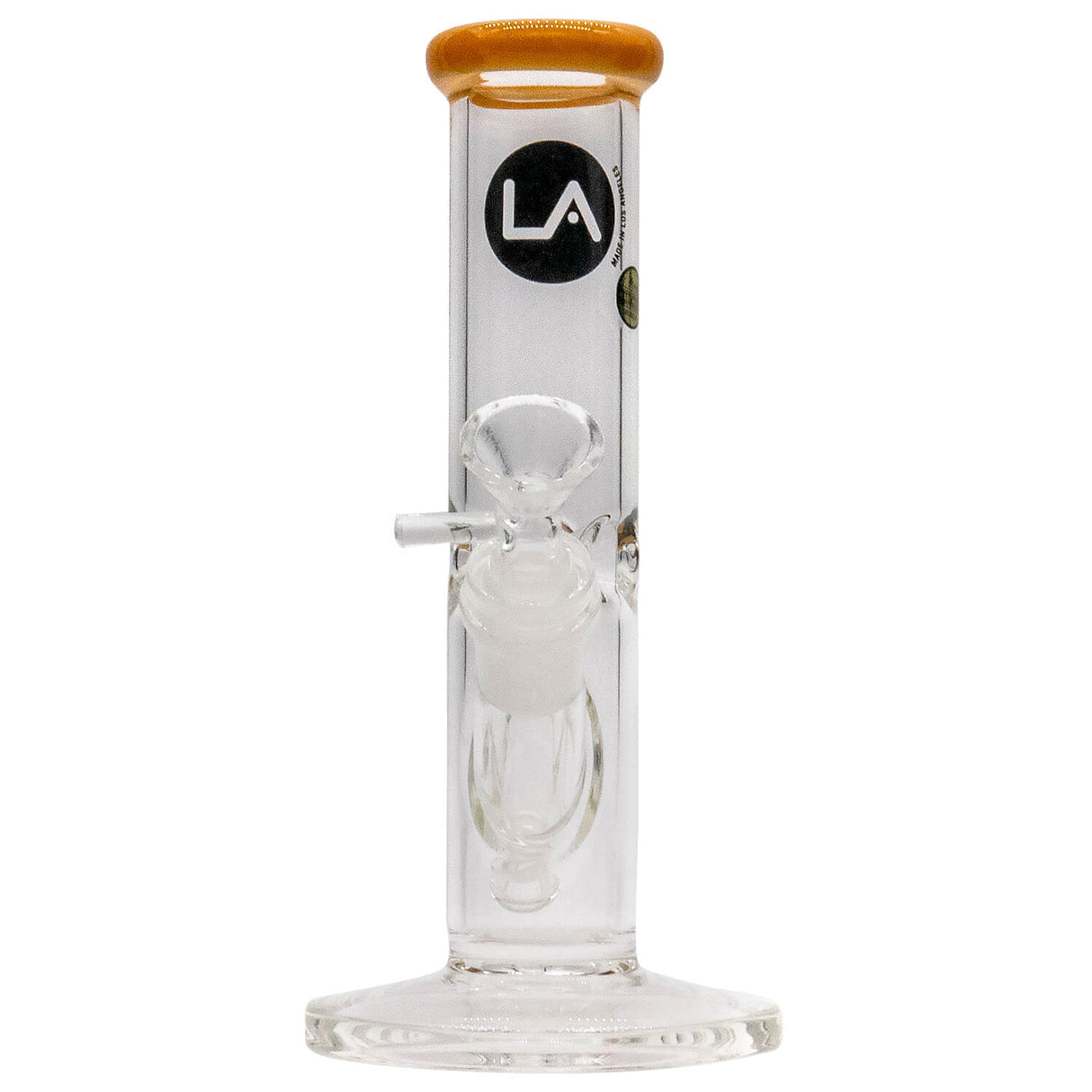 LA Pipes 8" Straight Shooter Bong in Transparent Glass - Front View - 14mm Joint