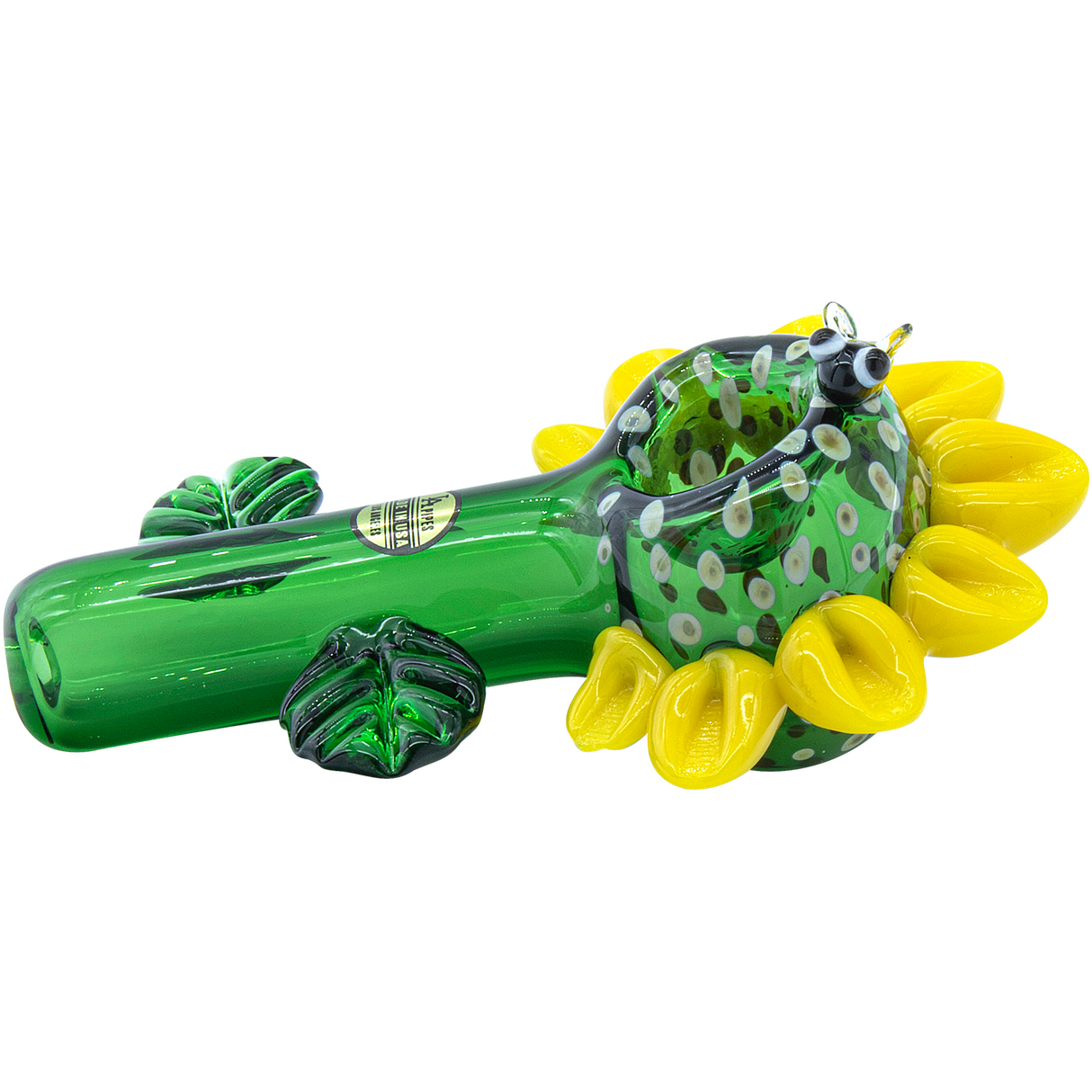 LA Pipes "Sunny Sunflowers" Glass Pipe - Portable 4.65" Borosilicate Spoon Pipe
