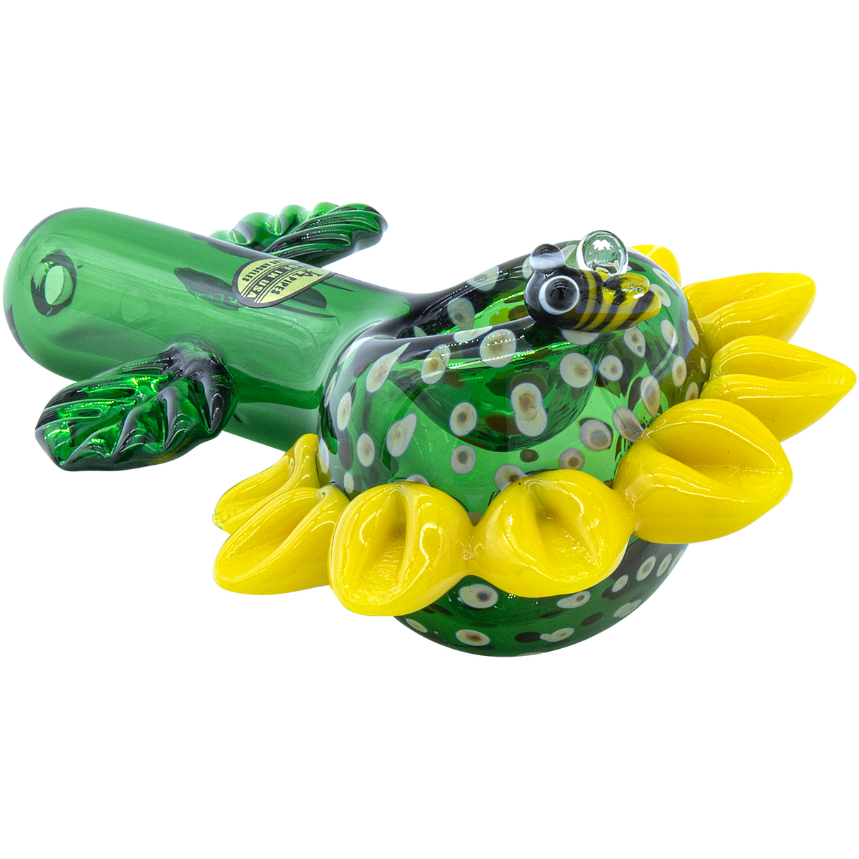 LA Pipes "Sunny Sunflowers" Glass Pipe - Compact Spoon Design, 4.65" Length