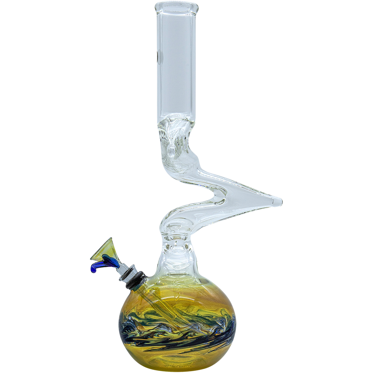 LA Pipes "Switchback" Bubble Base Bong with Zigzag Neck and Colorful Accents