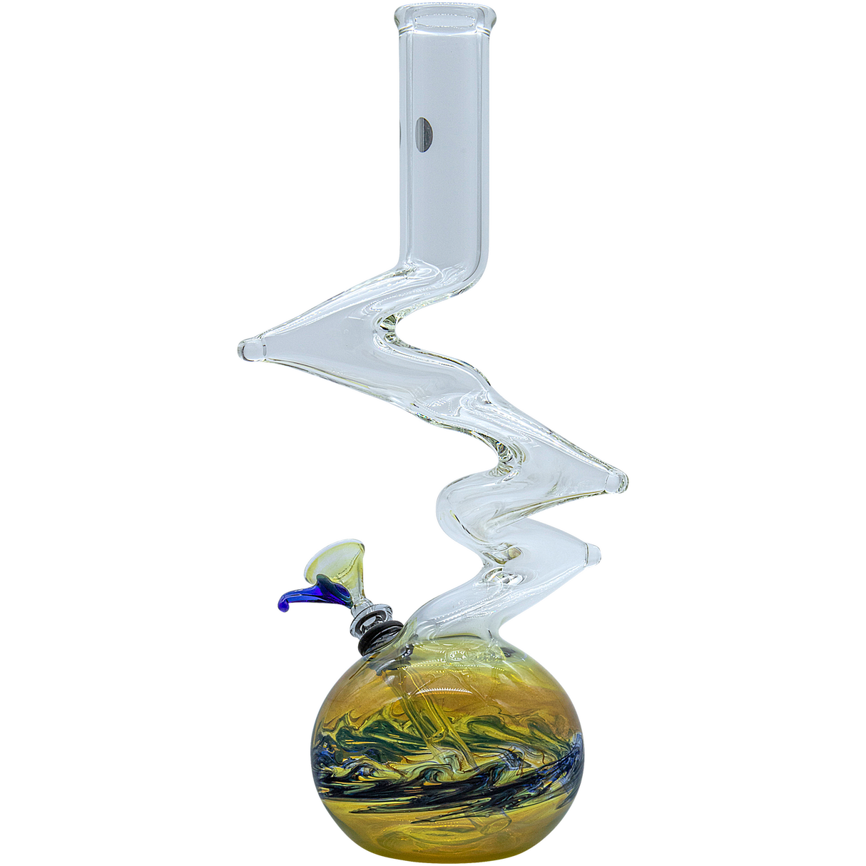 LA Pipes "Switchback" Bubble Base Bong with Zigzag Neck - Front View
