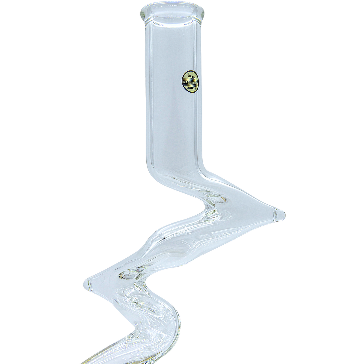 LA Pipes "Switchback" Bubble Base Bong with clear borosilicate glass, front view on white background