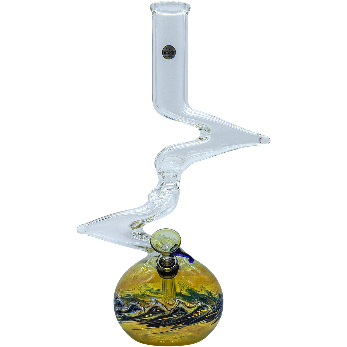 LA Pipes "Switchback" Bubble Base Bong with Grommet Joint, Side View on White Background