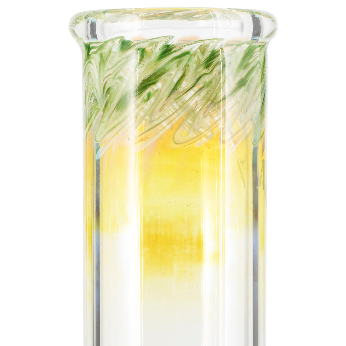 Close-up of LA Pipes "The Chong-Bong" Classic Straight Bong mouthpiece with unique color accents