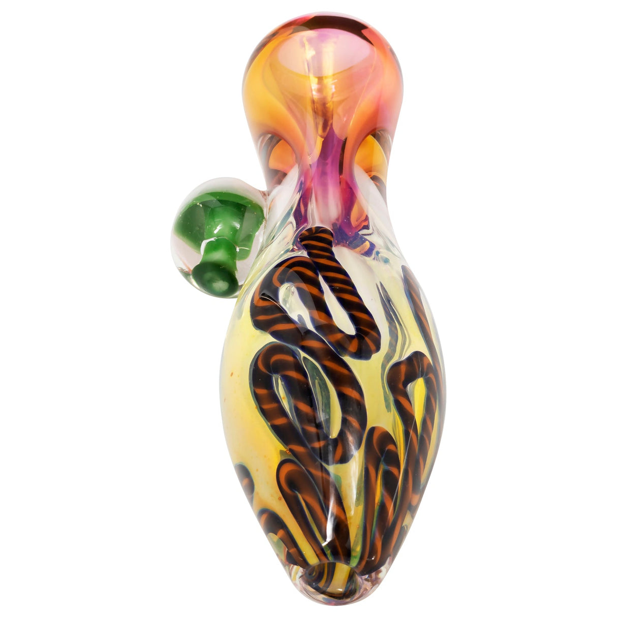 LA Pipes "Fun-Guy" Glass Chillum with fumed color changing design, 3.25" length, USA made